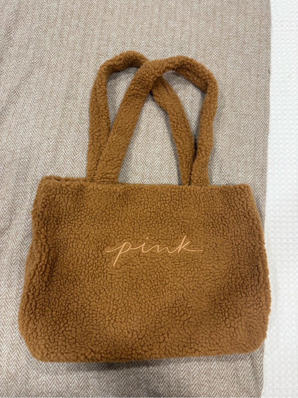 PINK Victoria's Secret Sherpa Tote in Camel Brown